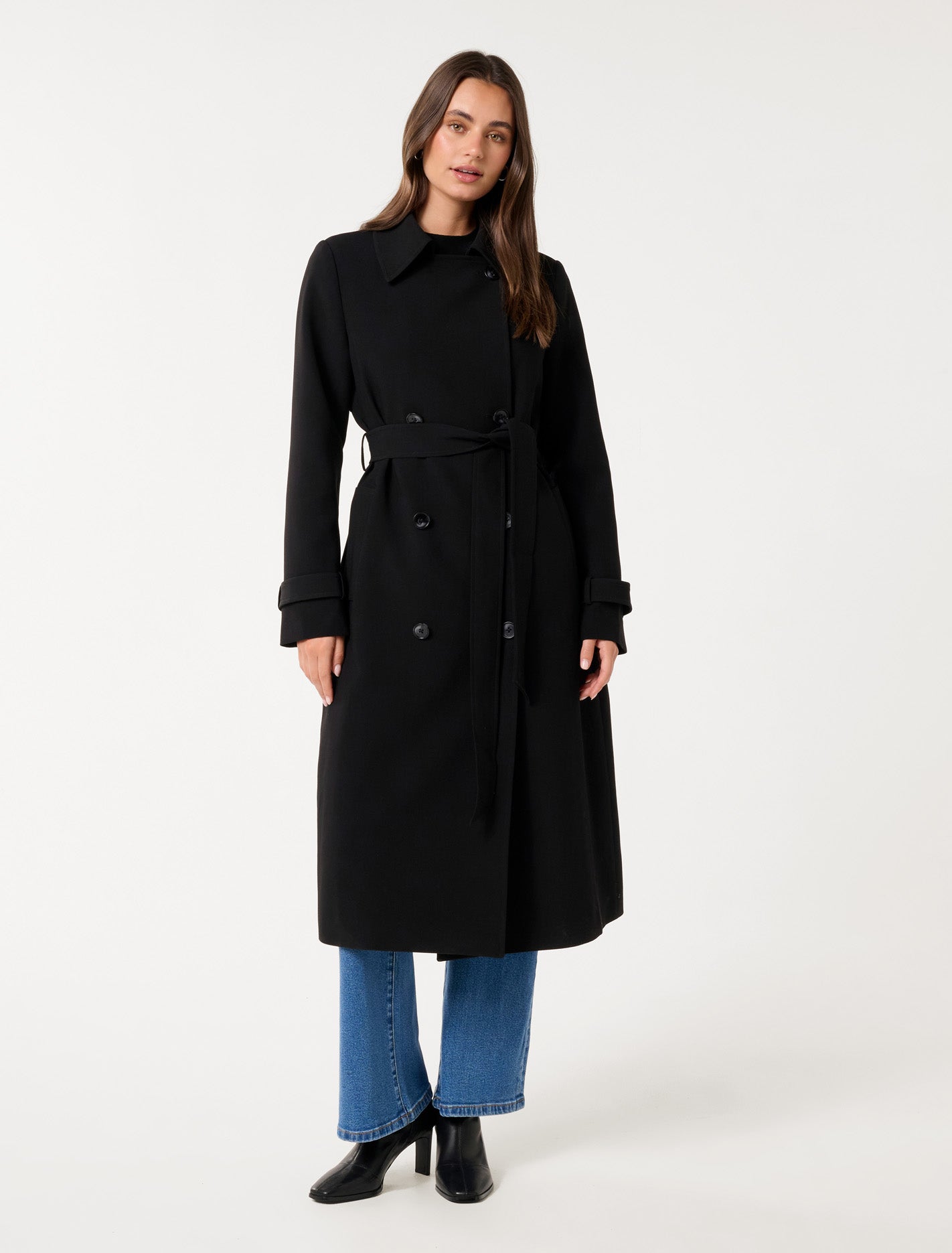 Leanne Crepe Trench Coat Black