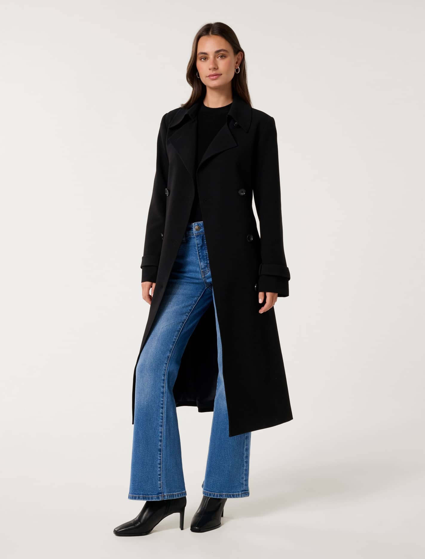 Leanne Crepe Trench Coat Black