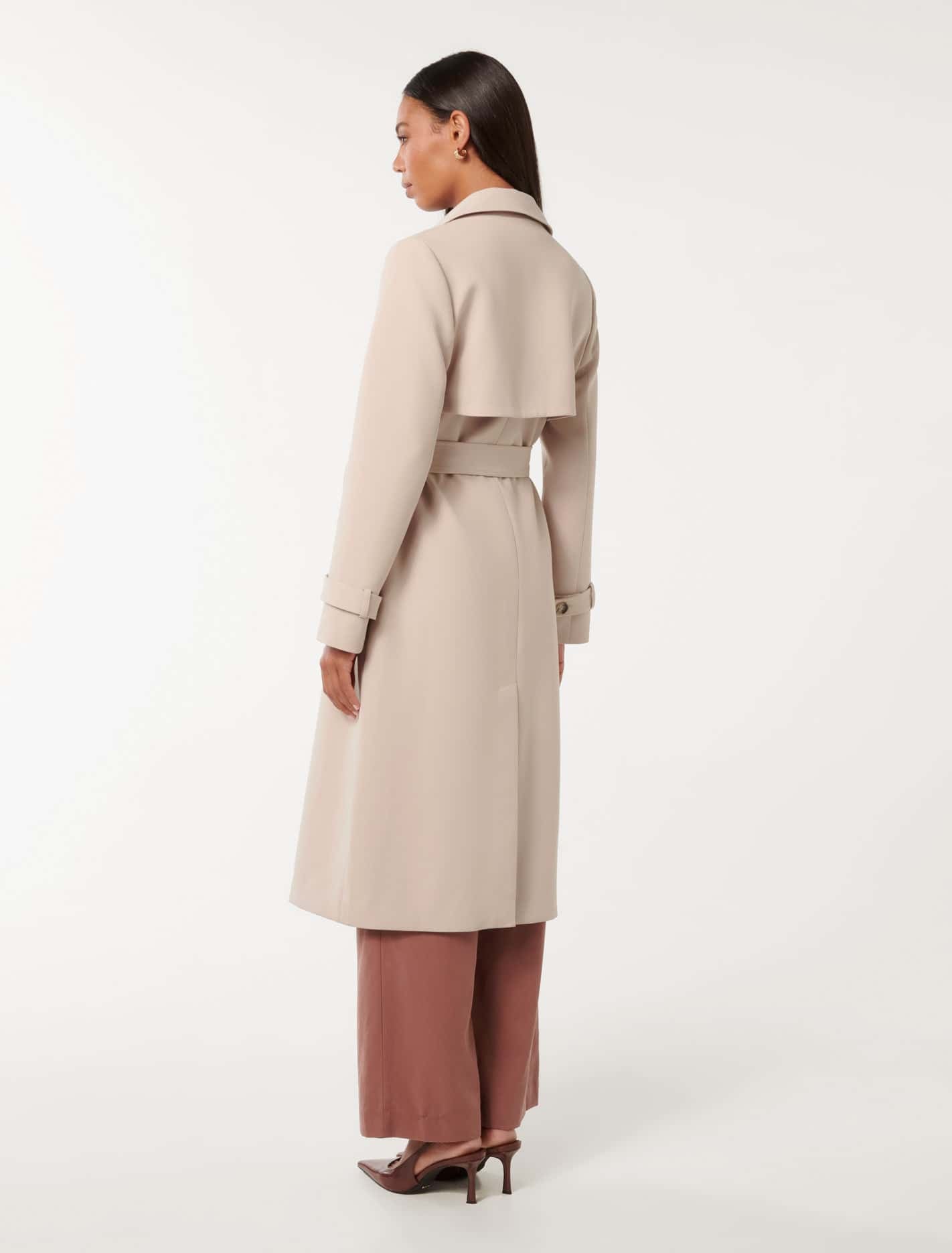 Leanne Crepe Trench Coat Stone Taupe