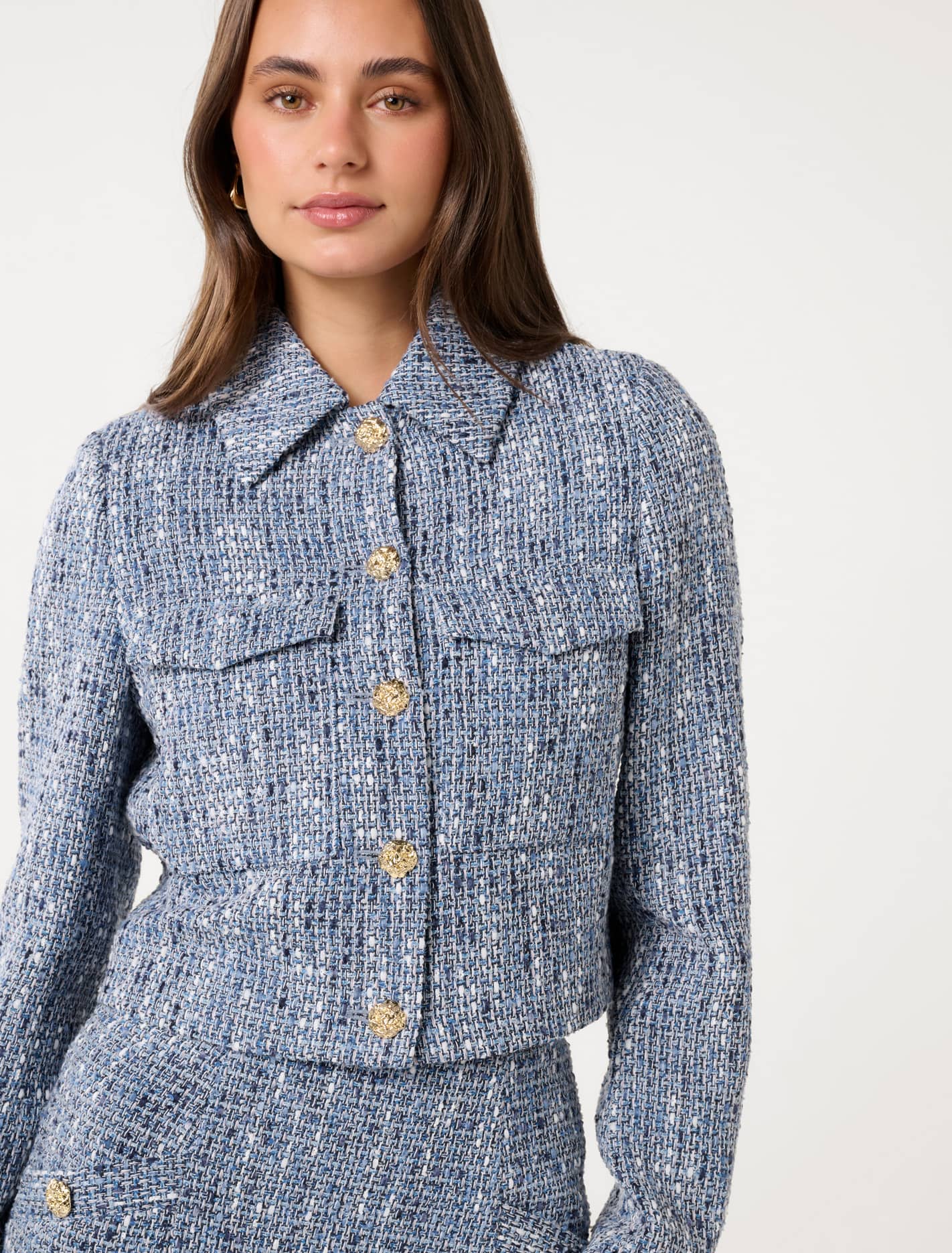 Marley Boucle Jacket Blue Boucle Suit