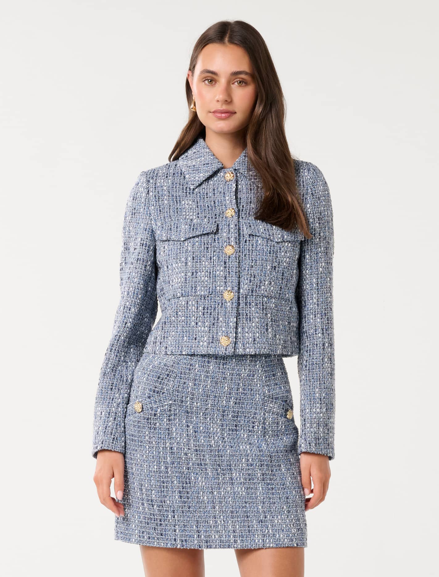 Marley Boucle Jacket Blue Boucle Suit