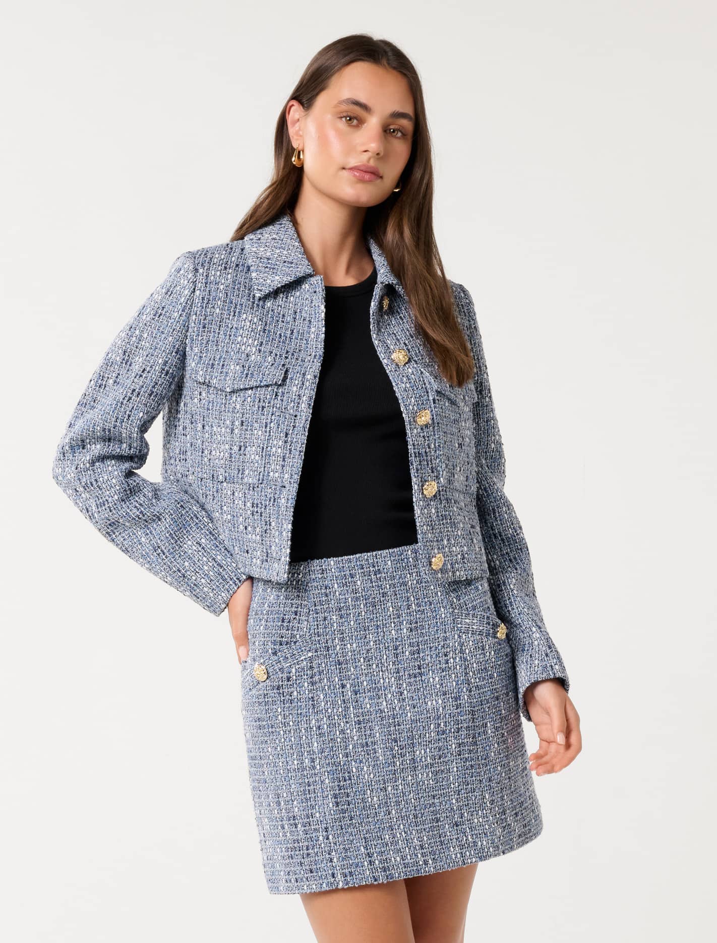 Marley Boucle Jacket Blue Boucle Suit