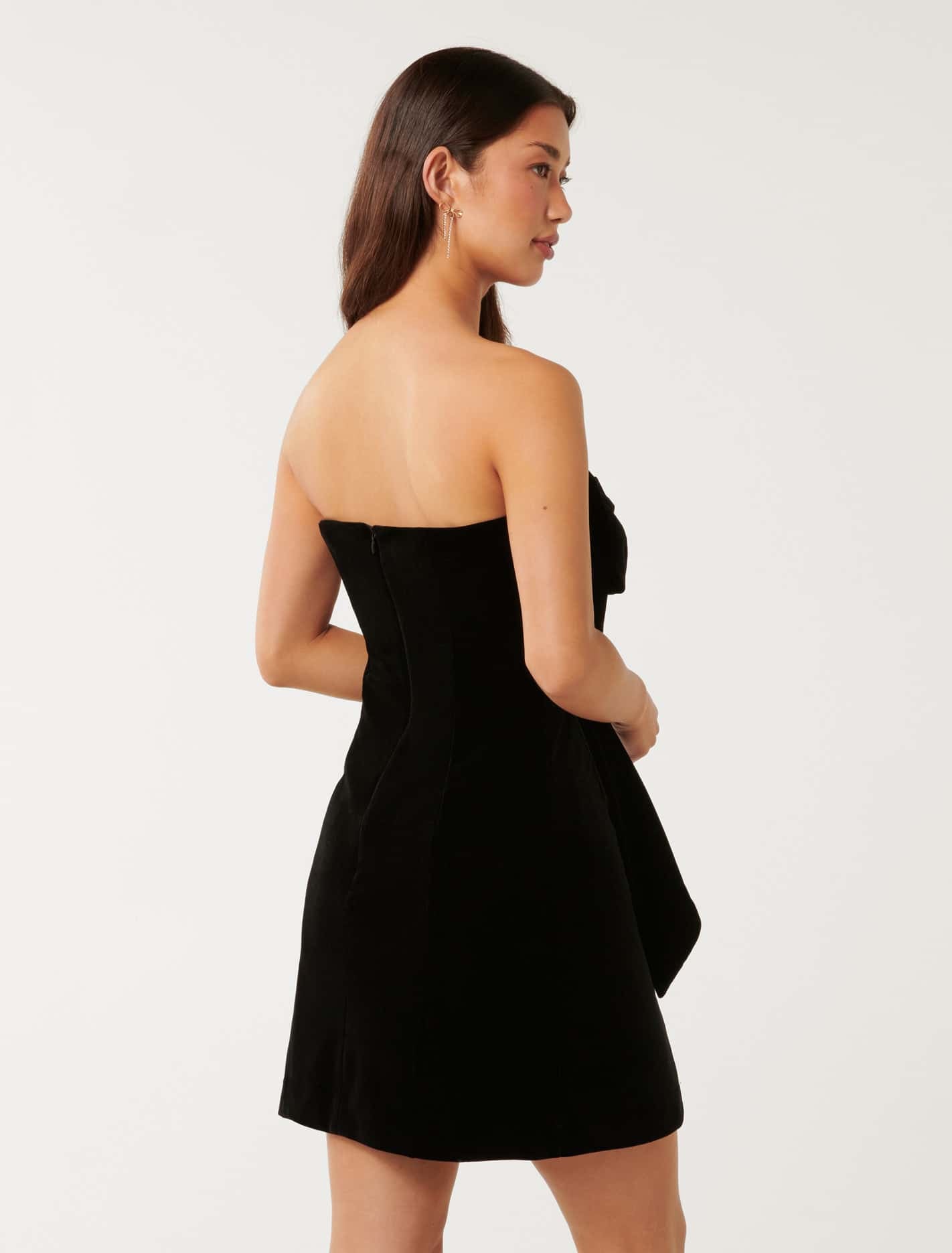 Maia Velvet Bow Mini Dress Black