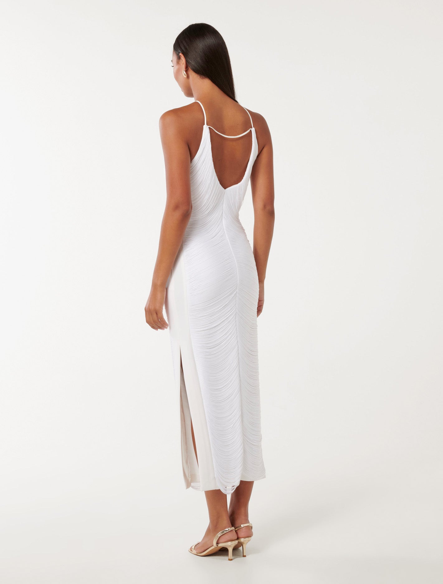 Quinn Fringe Bodycon Maxi Dress Porcelain