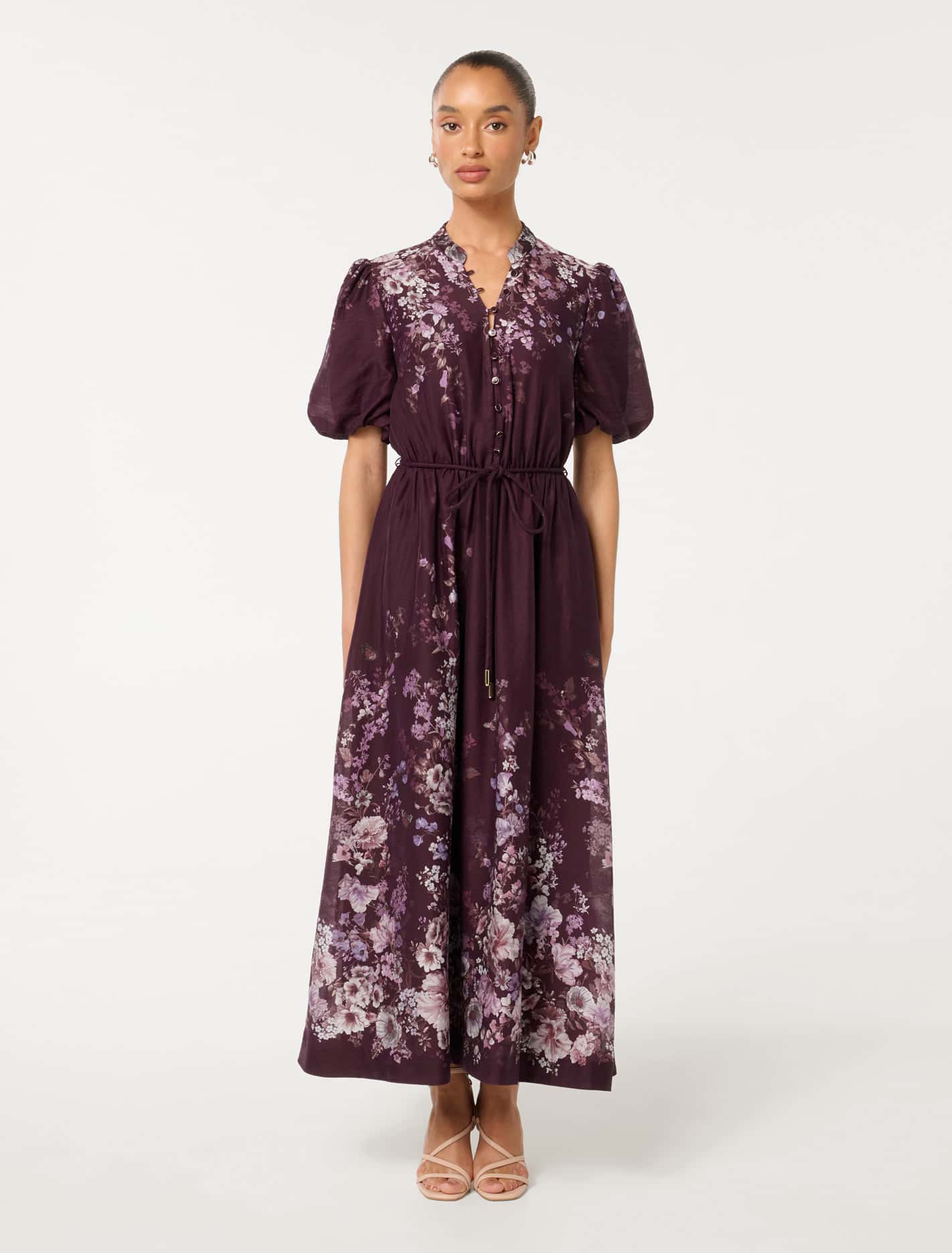 Adele Petite Printed Midi Dress Berry Oxley Floral