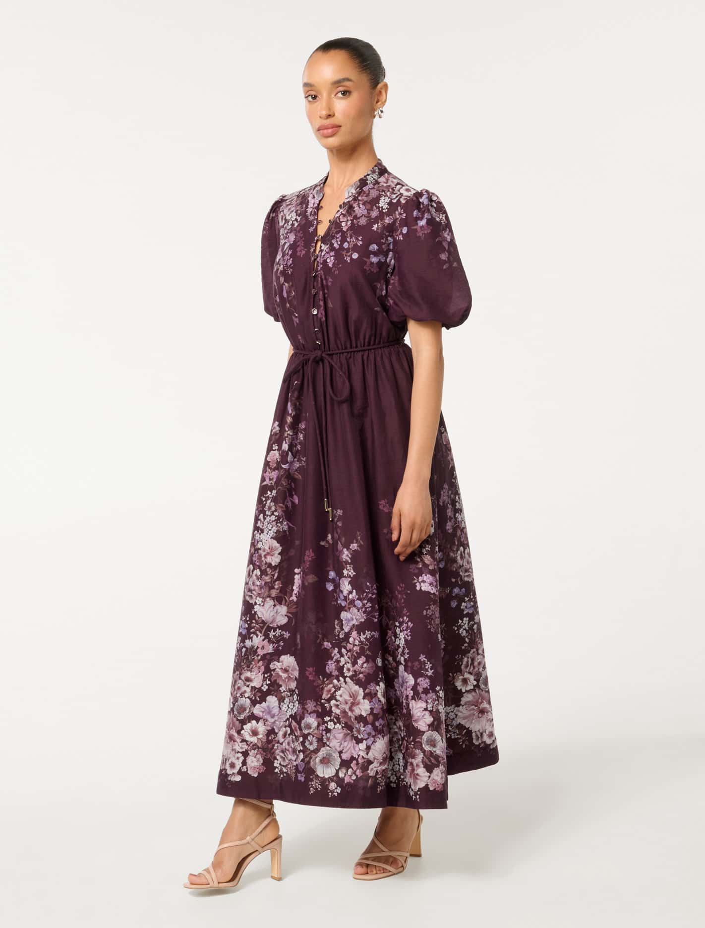 Adele Petite Printed Midi Dress Berry Oxley Floral
