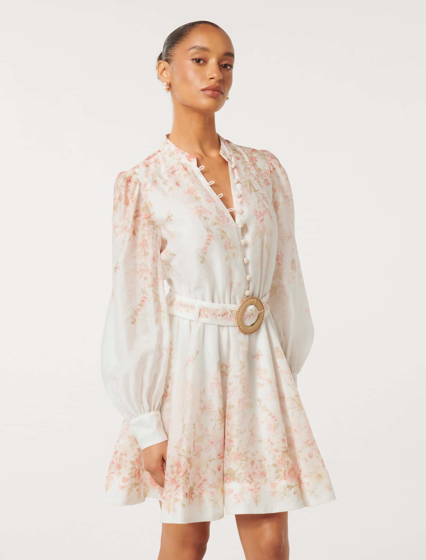 Anastasia Petite Printed Mini Dress Coral Oxley Floral