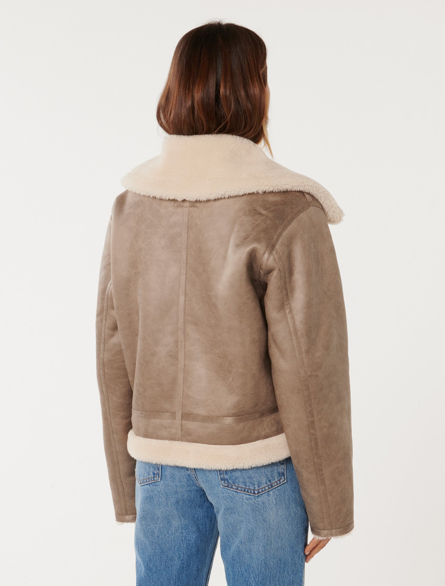 Jamie Shearling Aviator Jacket Brown/Cream