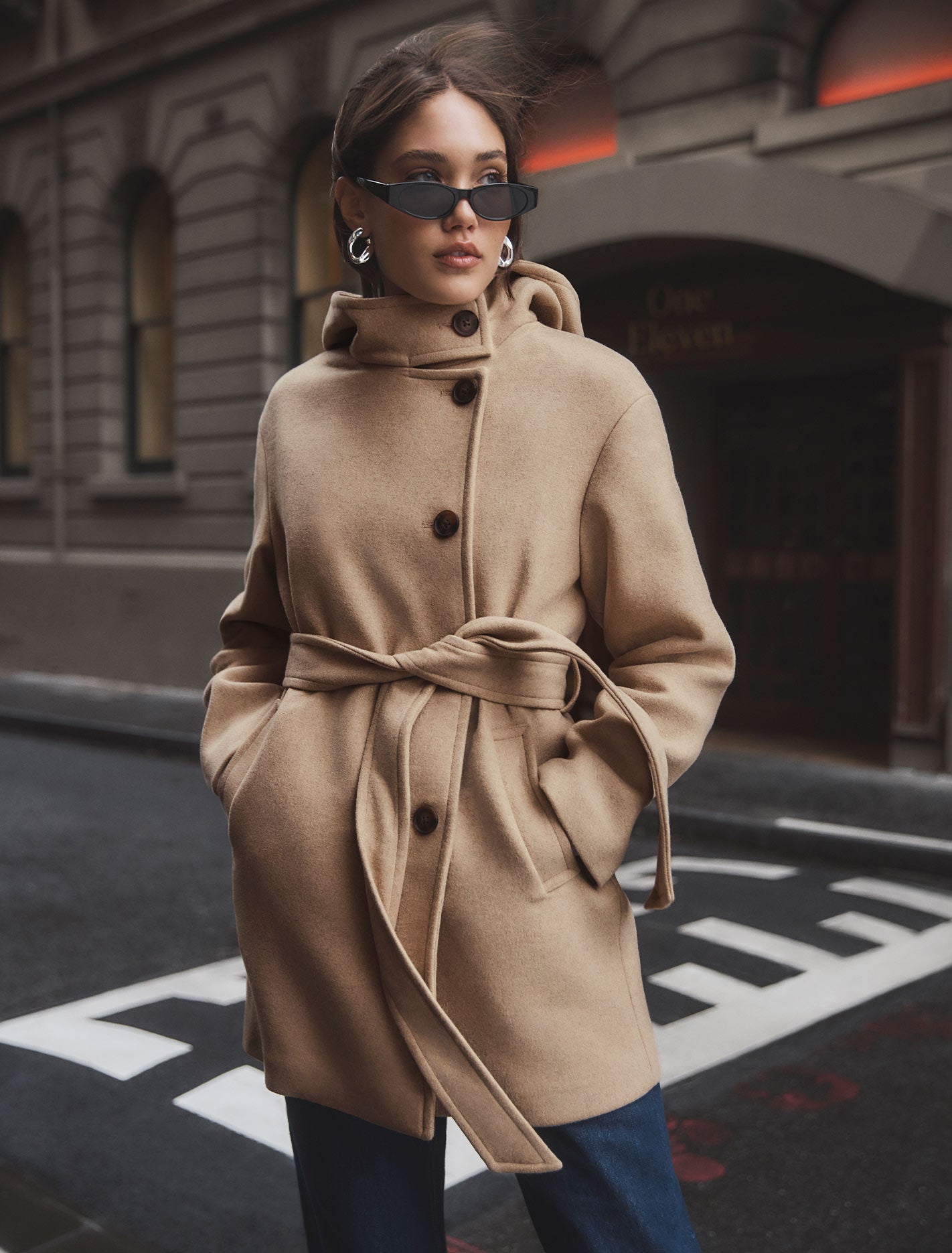 Shaylah Hooded Coat Soft Camel