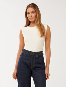 Francis Boat-Neck Tank Top Porcelain