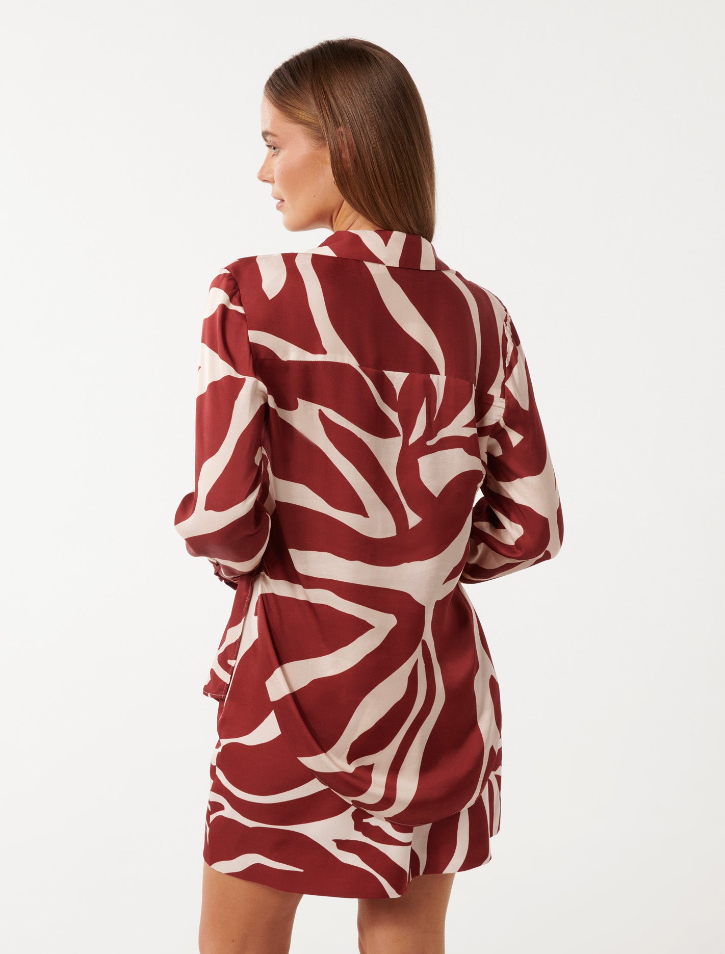 Harvey Notched Neck Satin Shirt Dark Drew Co-ord