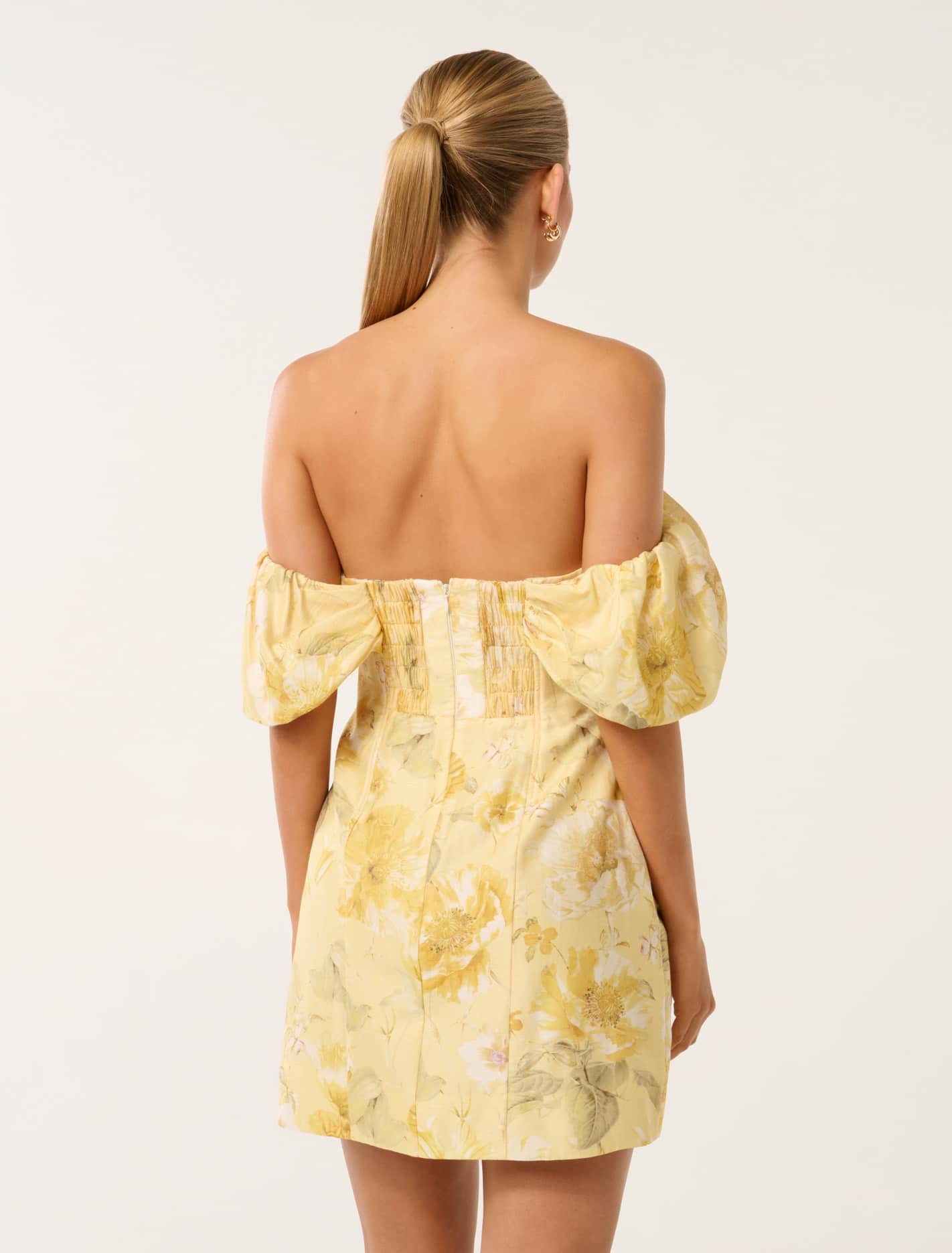 Jacquie Off-Shoulder Mini Dress Gold Layla Botanical