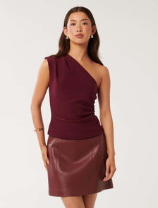 Cecilia Tuck Shoulder Top Plum