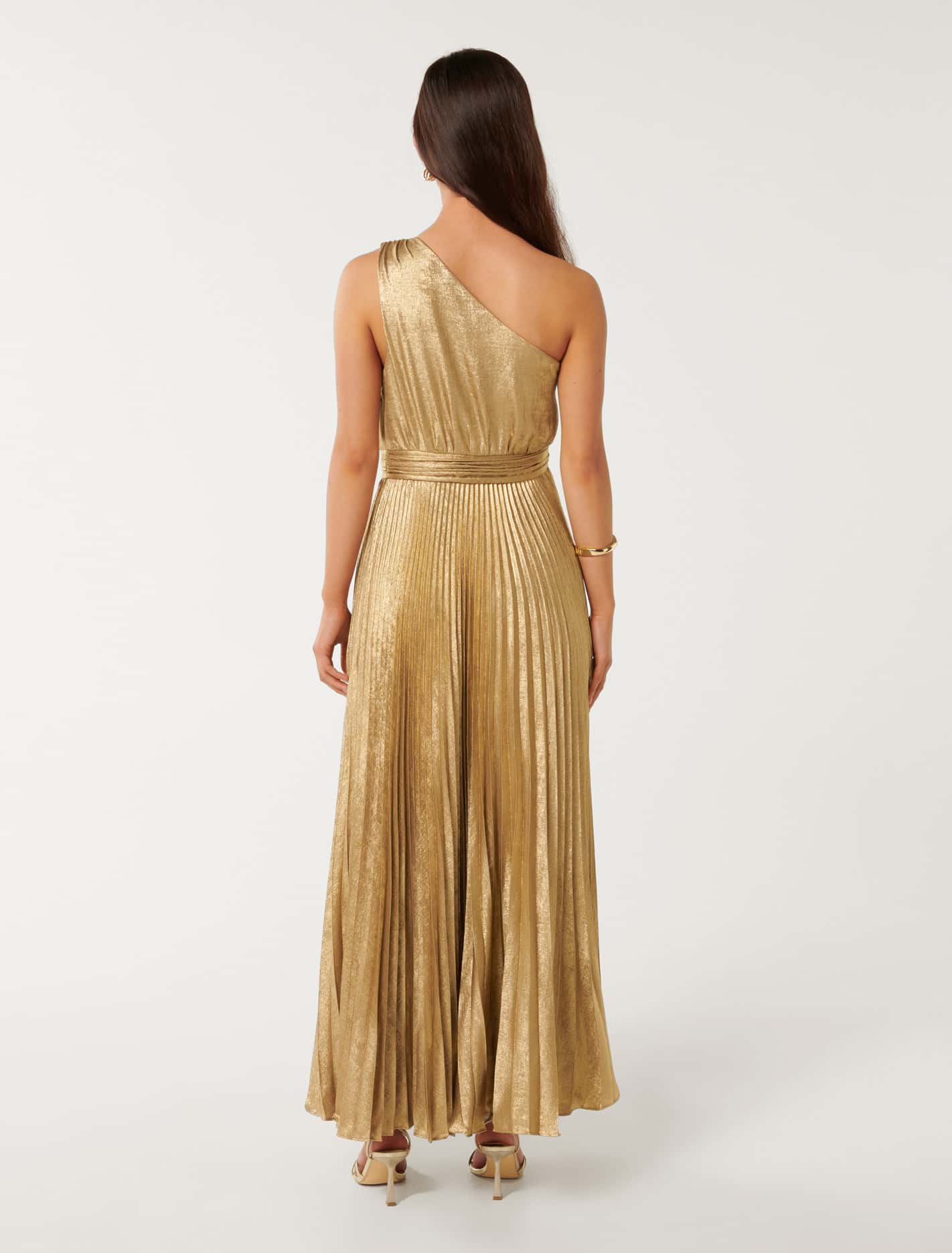 Jayla Metallic One Shoulder Maxi Dress Gold