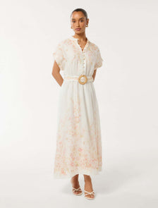 Mollie Petite Printed Midi Dress Coral Oxley Floral