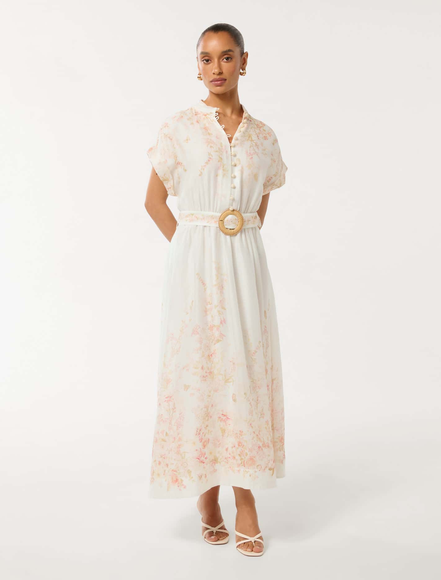 Mollie Petite Printed Midi Dress Coral Oxley Floral