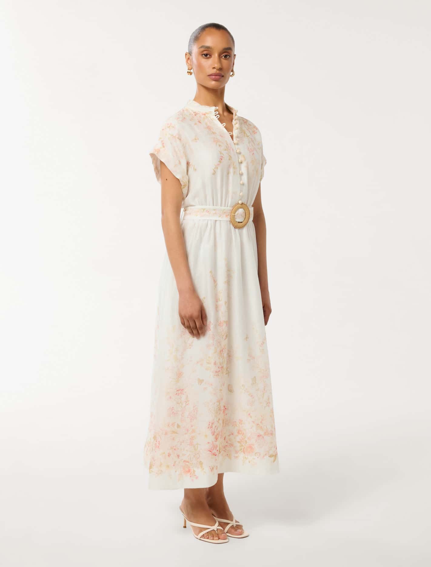 Mollie Petite Printed Midi Dress Coral Oxley Floral