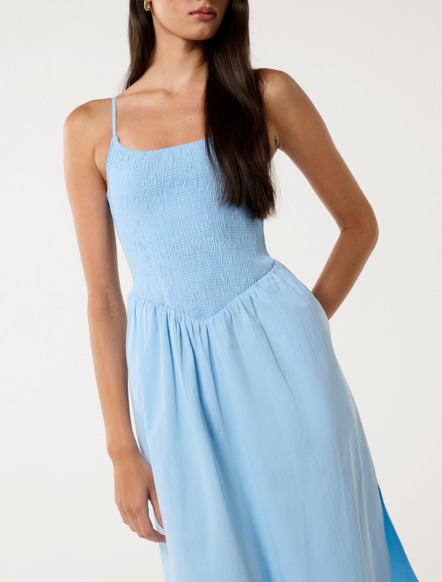 Dylan Shirred Cotton Midi Clear Day