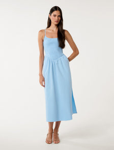 Dylan Shirred Cotton Midi Clear Day