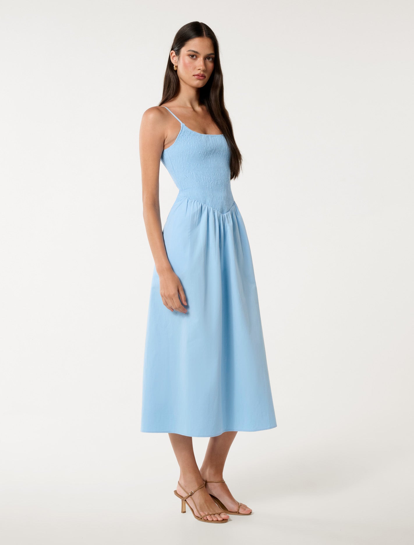 Dylan Shirred Cotton Midi Clear Day