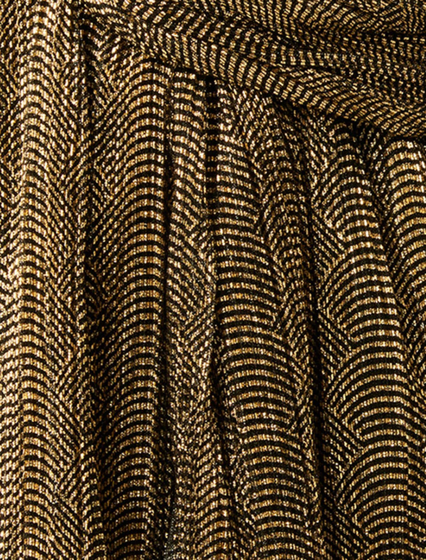Cassidy Metallic Plisse Top Black & Gold