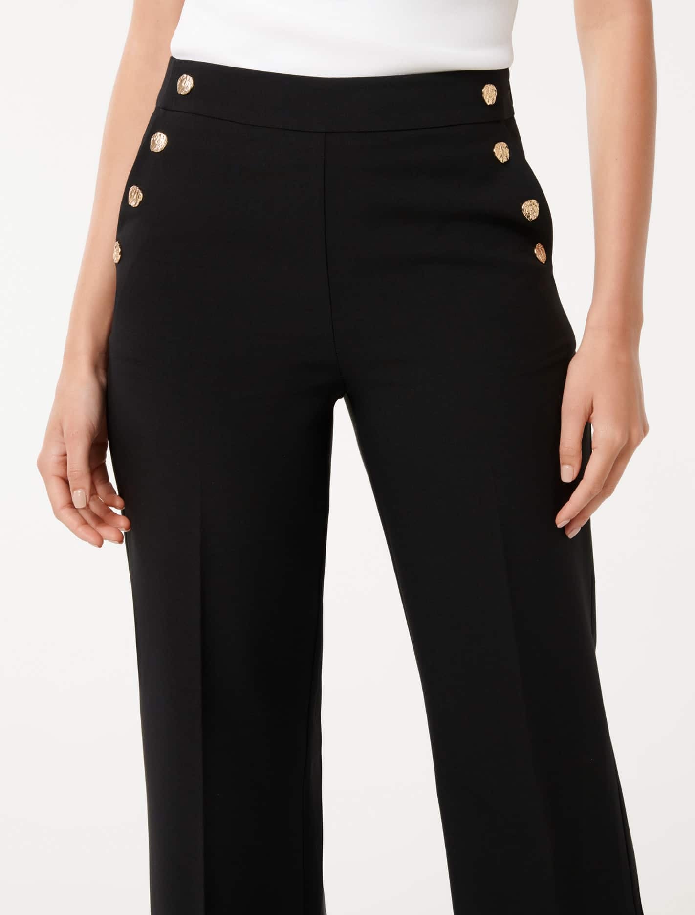 Kehlani Button Wide Leg Pant Black