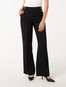 Kehlani Button Wide Leg Pant Black