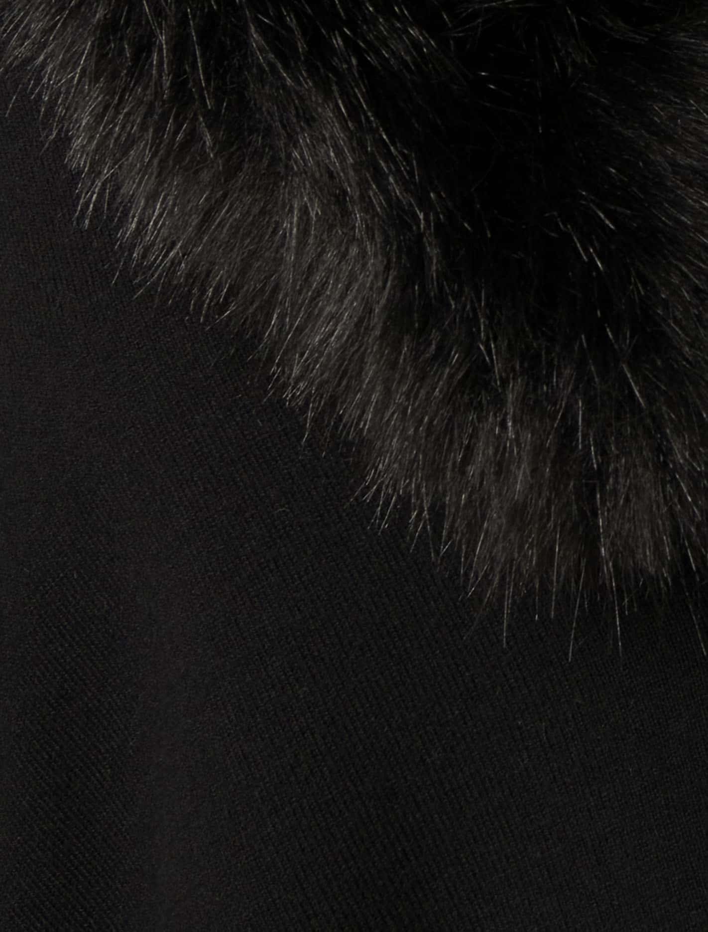 Nia Faux-Fur Trim Cape Black