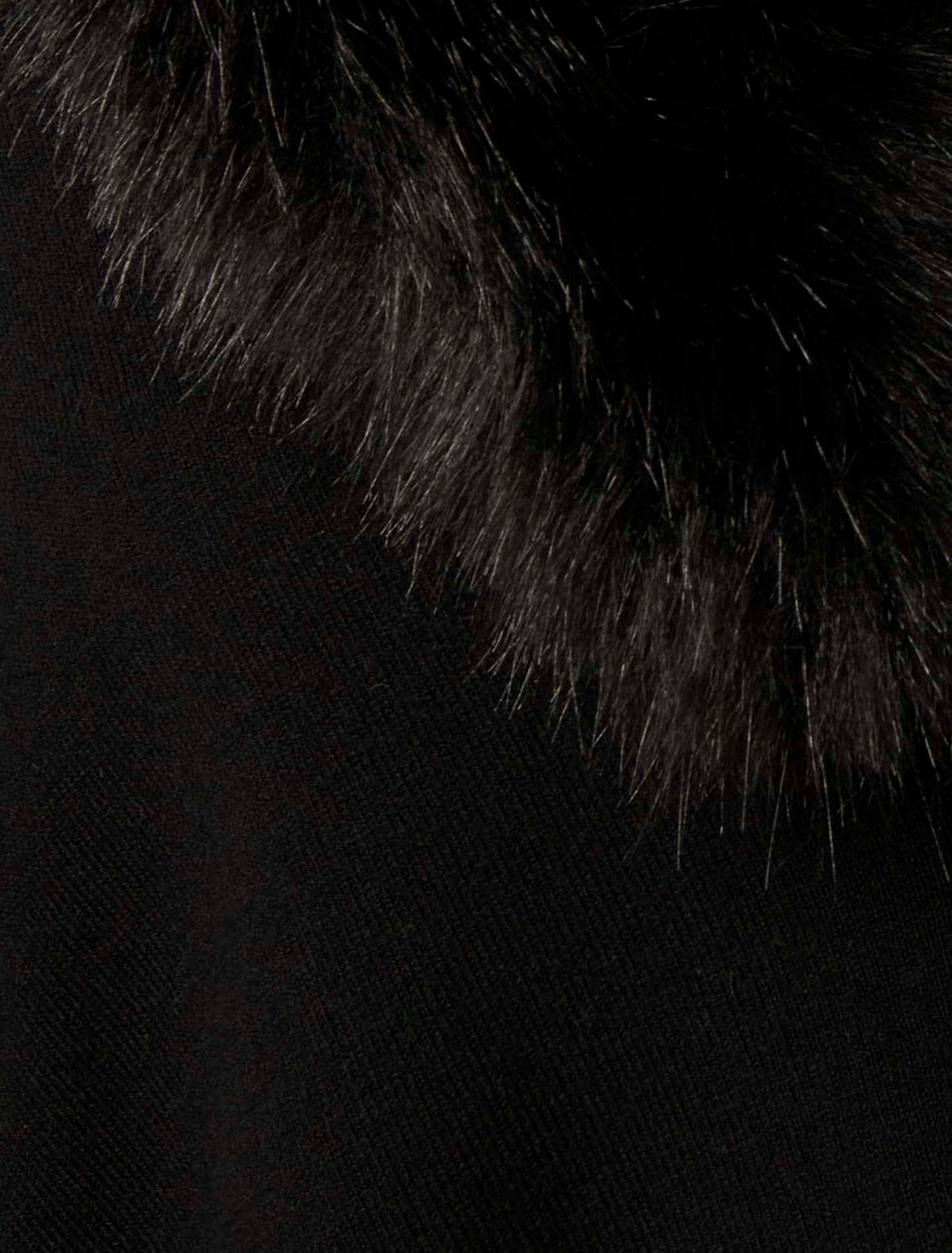Nia Faux-Fur Trim Cape Black