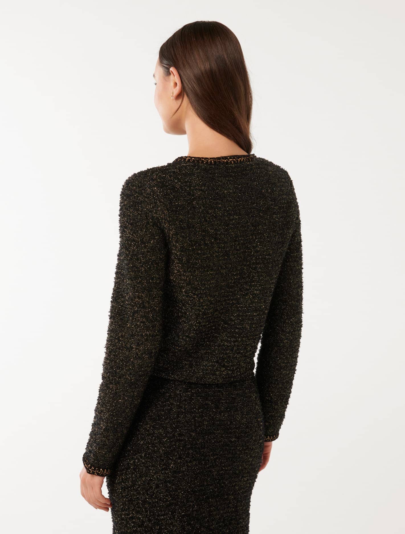 Anais Tweed Co-ord Cardigan Black & Gold