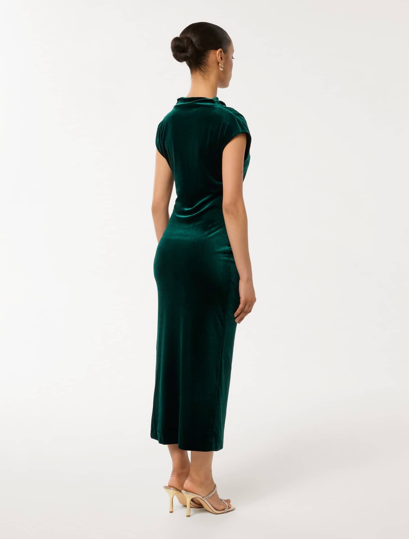 Sammy Petite Velvet Bodycon Dress Dark Green