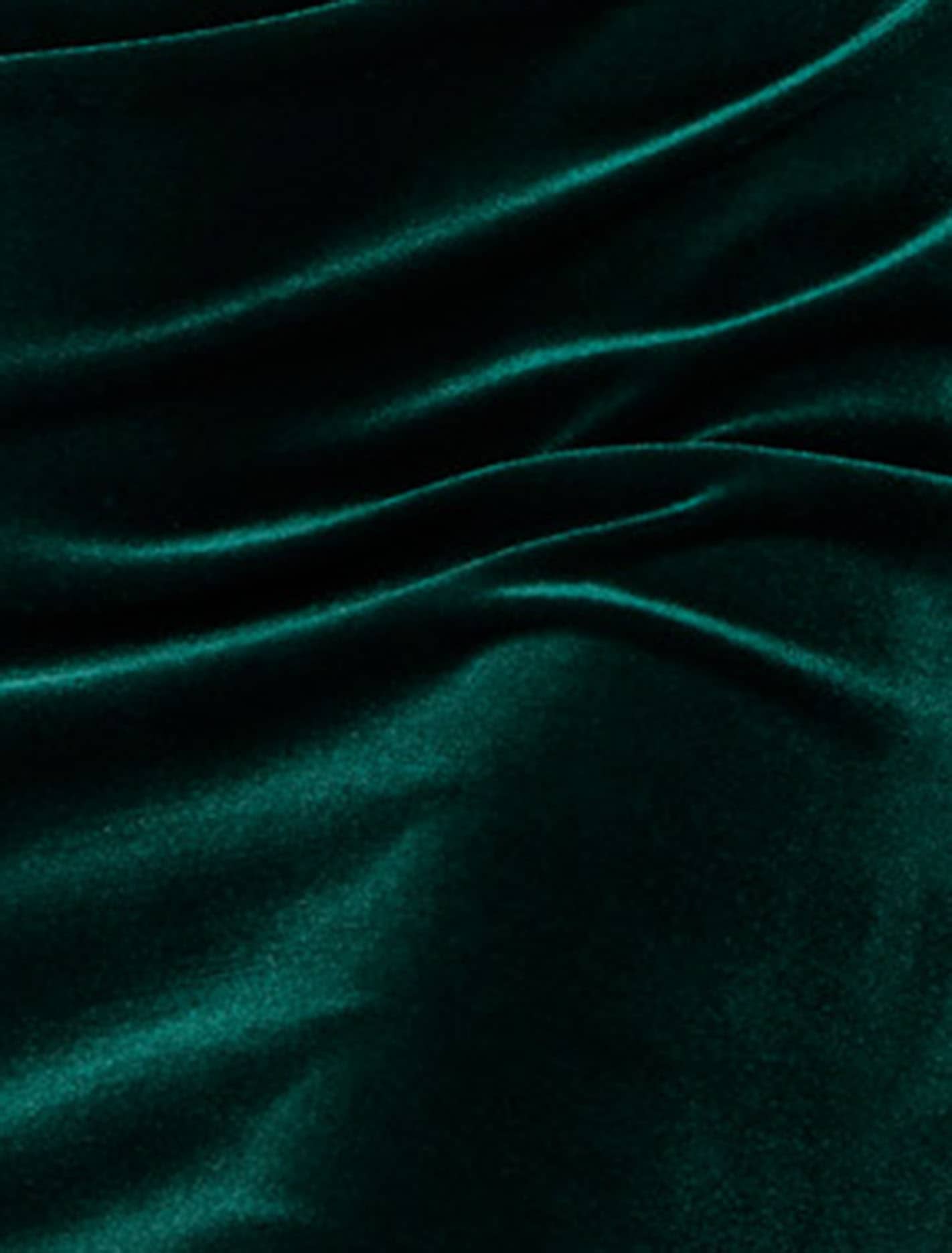 Sammy Petite Velvet Bodycon Dress Dark Green