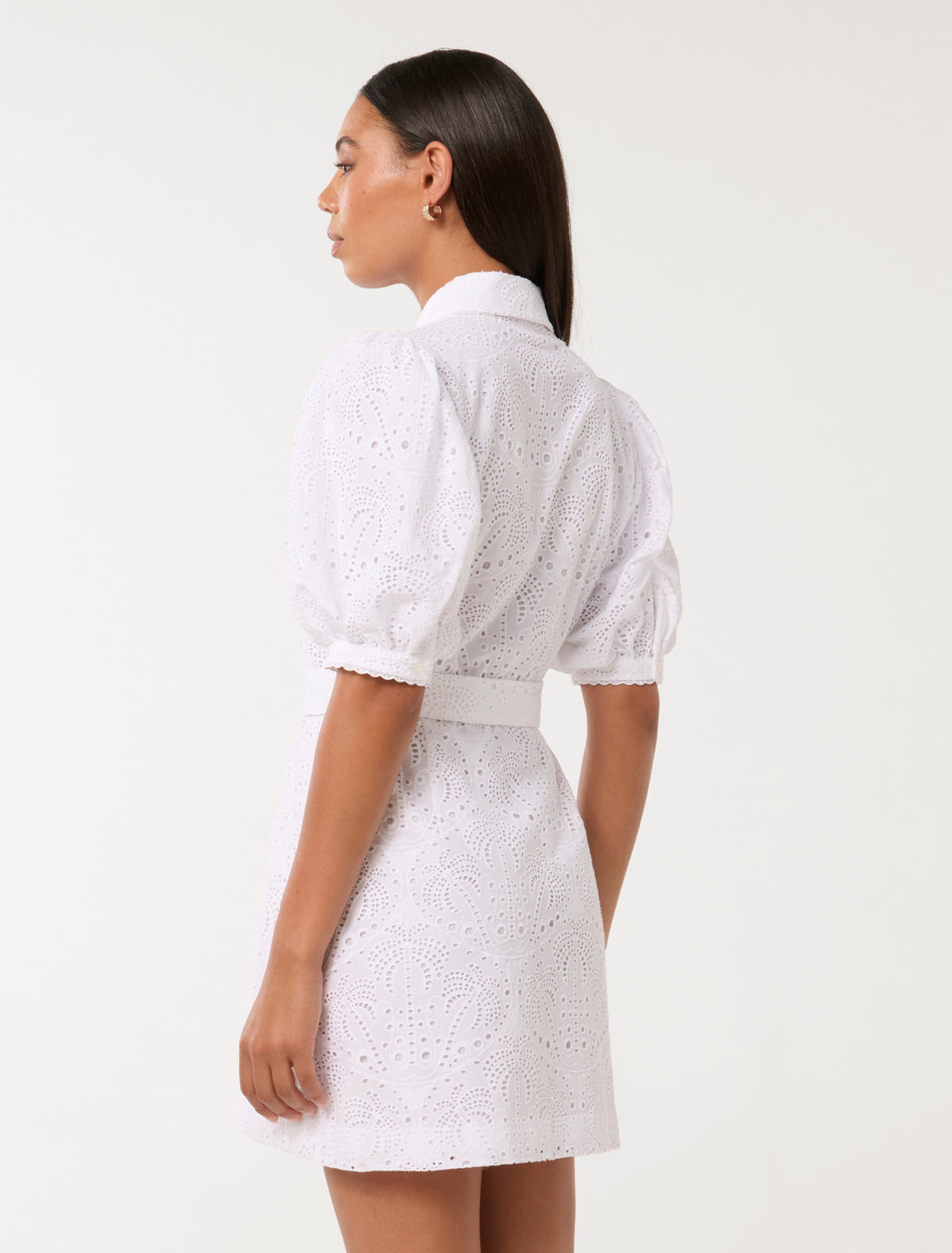 Bryony Embroidered Mini Shirt Dress Brilliant White