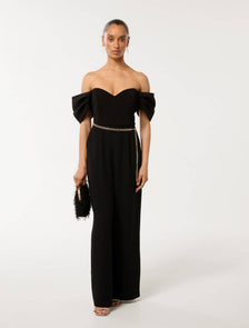 Lea Petite Off-Shoulder Jumpsuit Black