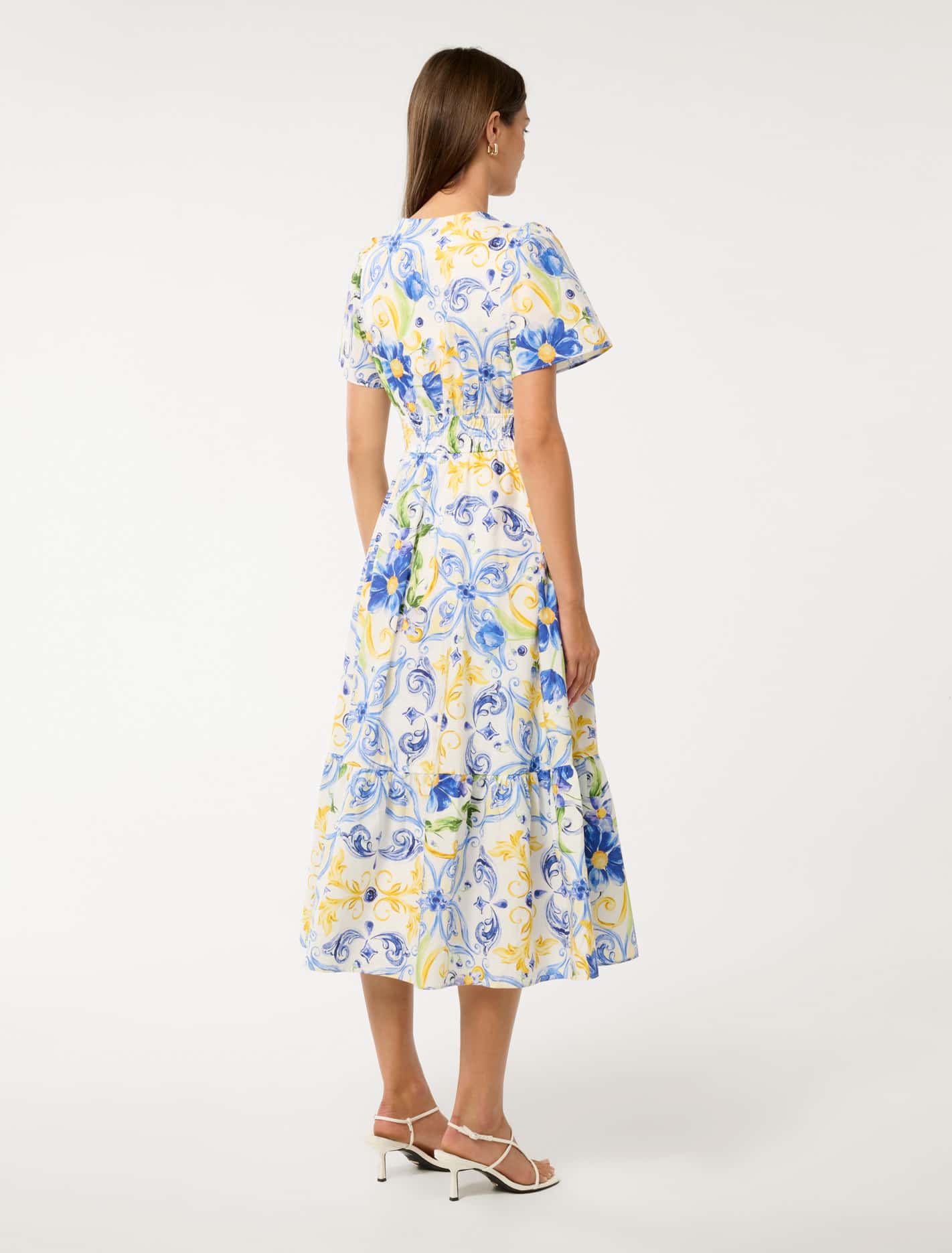 Eleanor Short Sleeve Cotton Midi Capri Tile