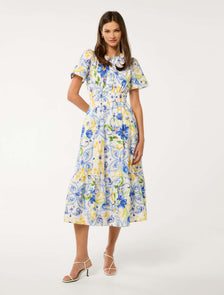 Eleanor Short Sleeve Cotton Midi Capri Tile