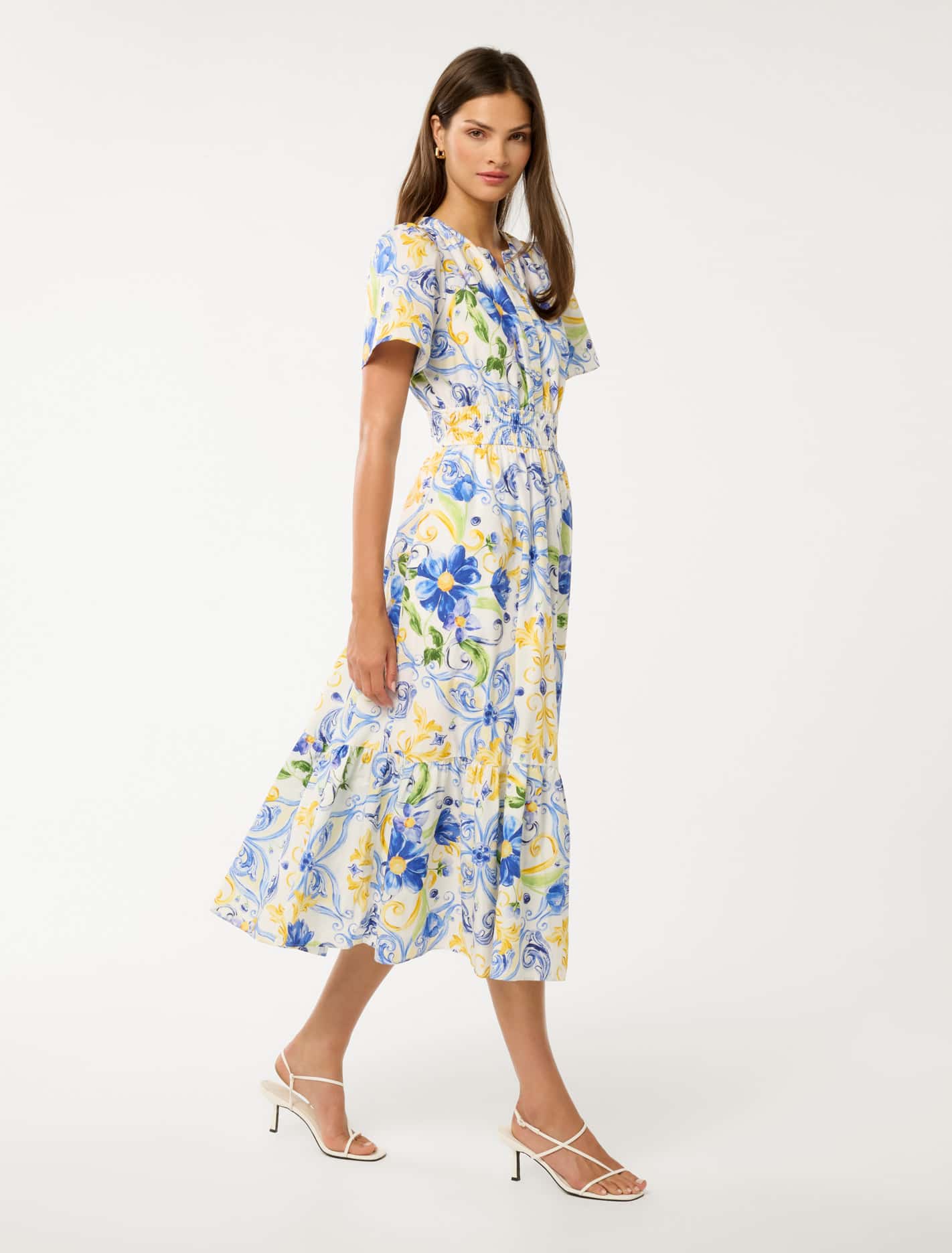 Eleanor Short Sleeve Cotton Midi Capri Tile