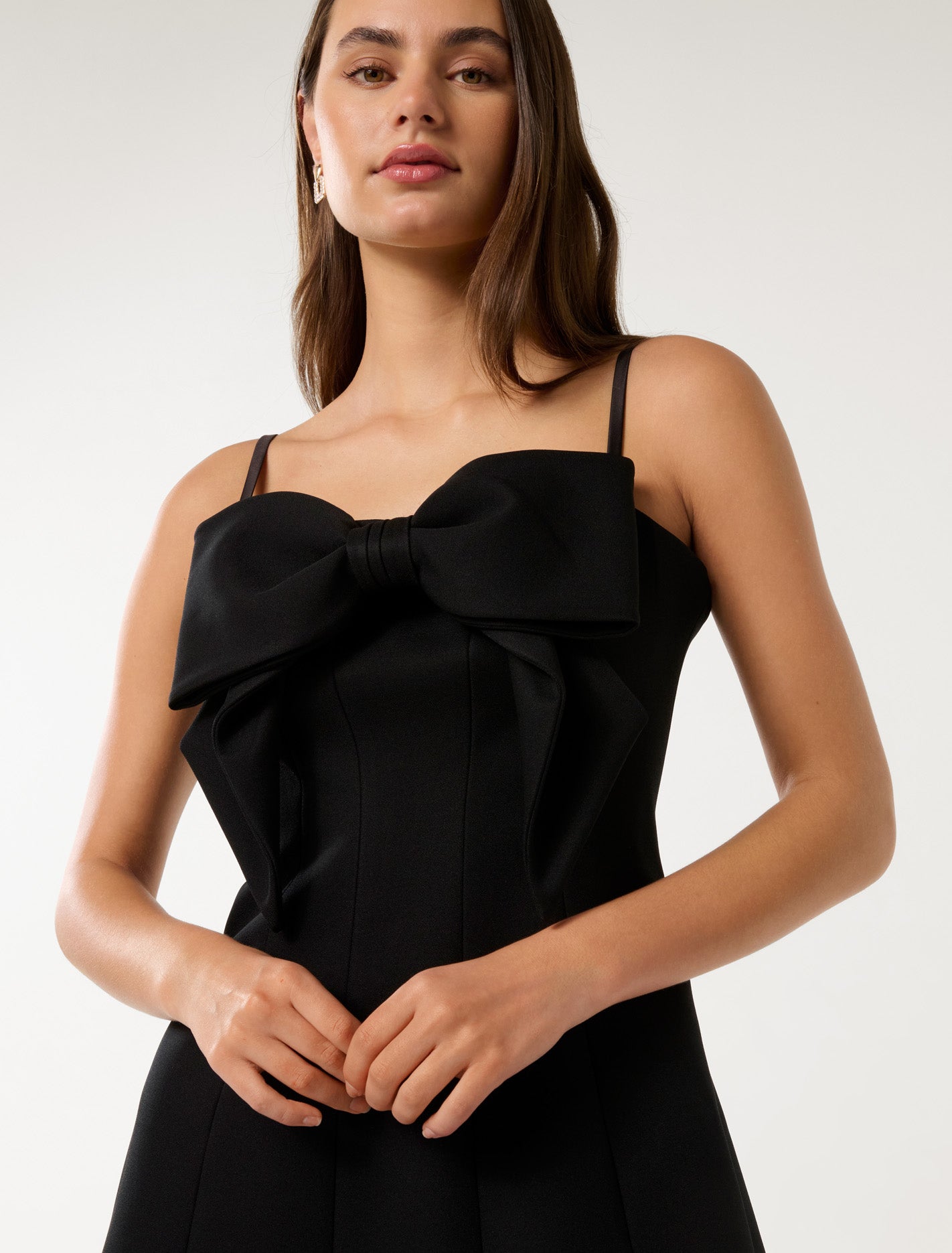 Hayley Bow Front Mini Dress Black