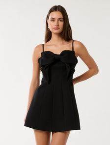 Hayley Bow Front Mini Dress Black