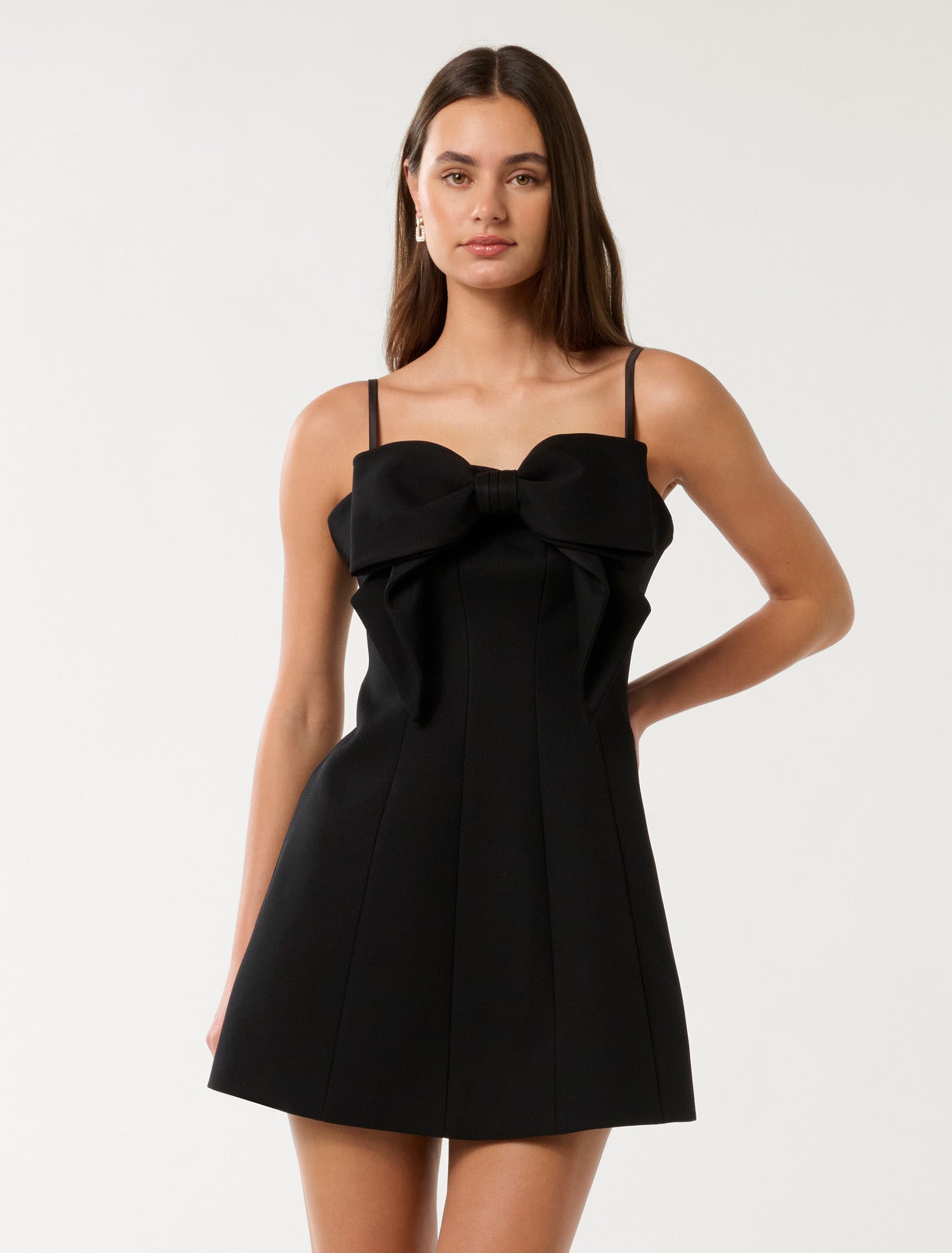 Hayley Bow Front Mini Dress Black