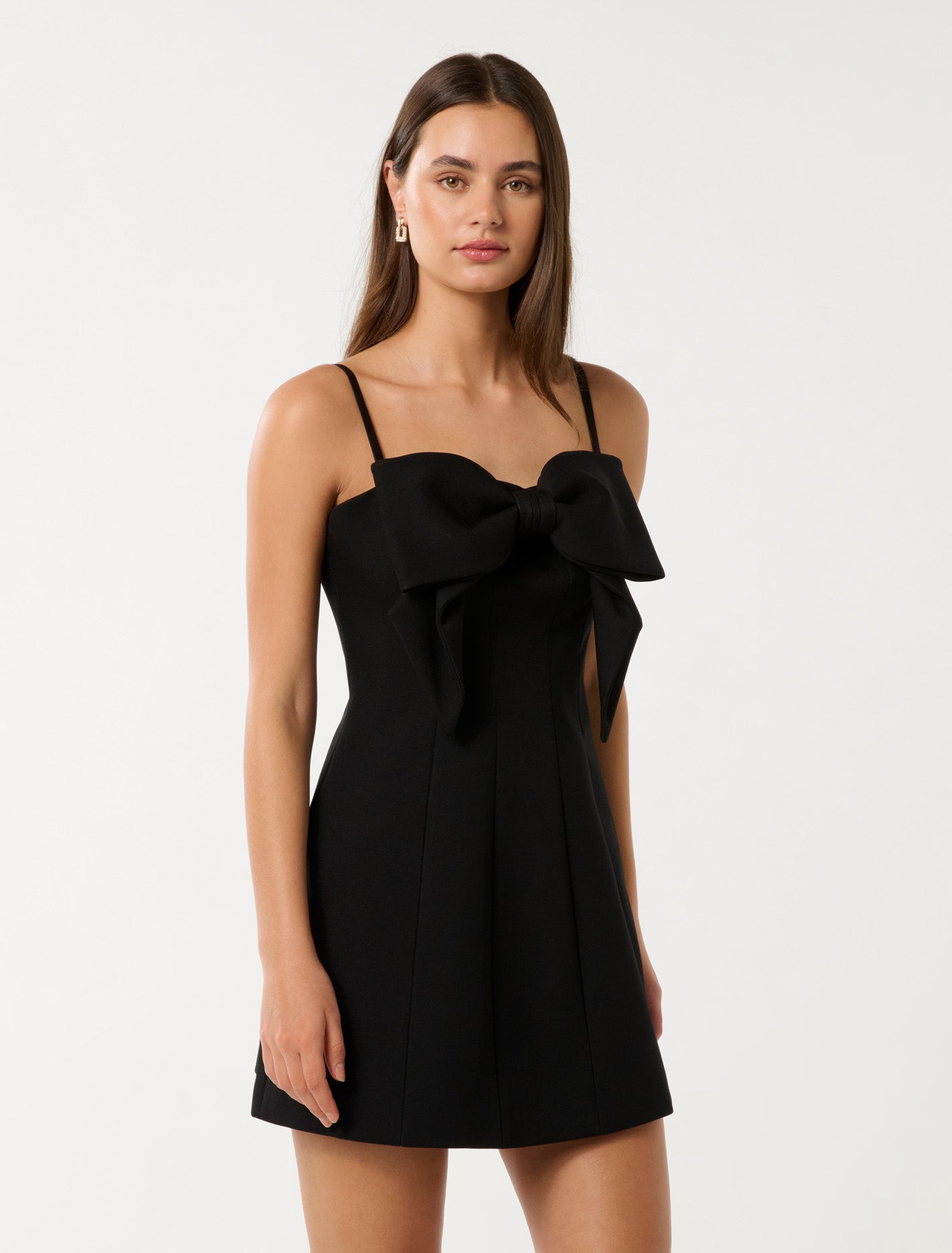 Hayley Bow Front Mini Dress Black