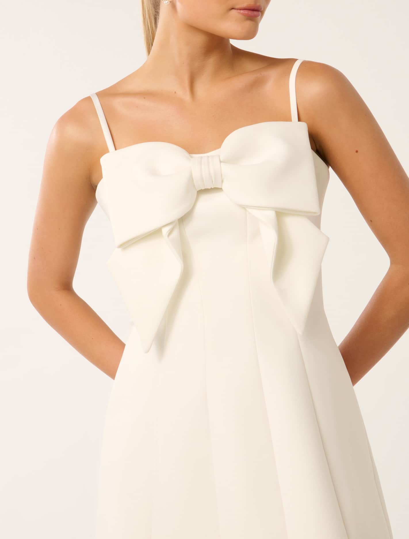 Hayley Bow Front Mini Dress White