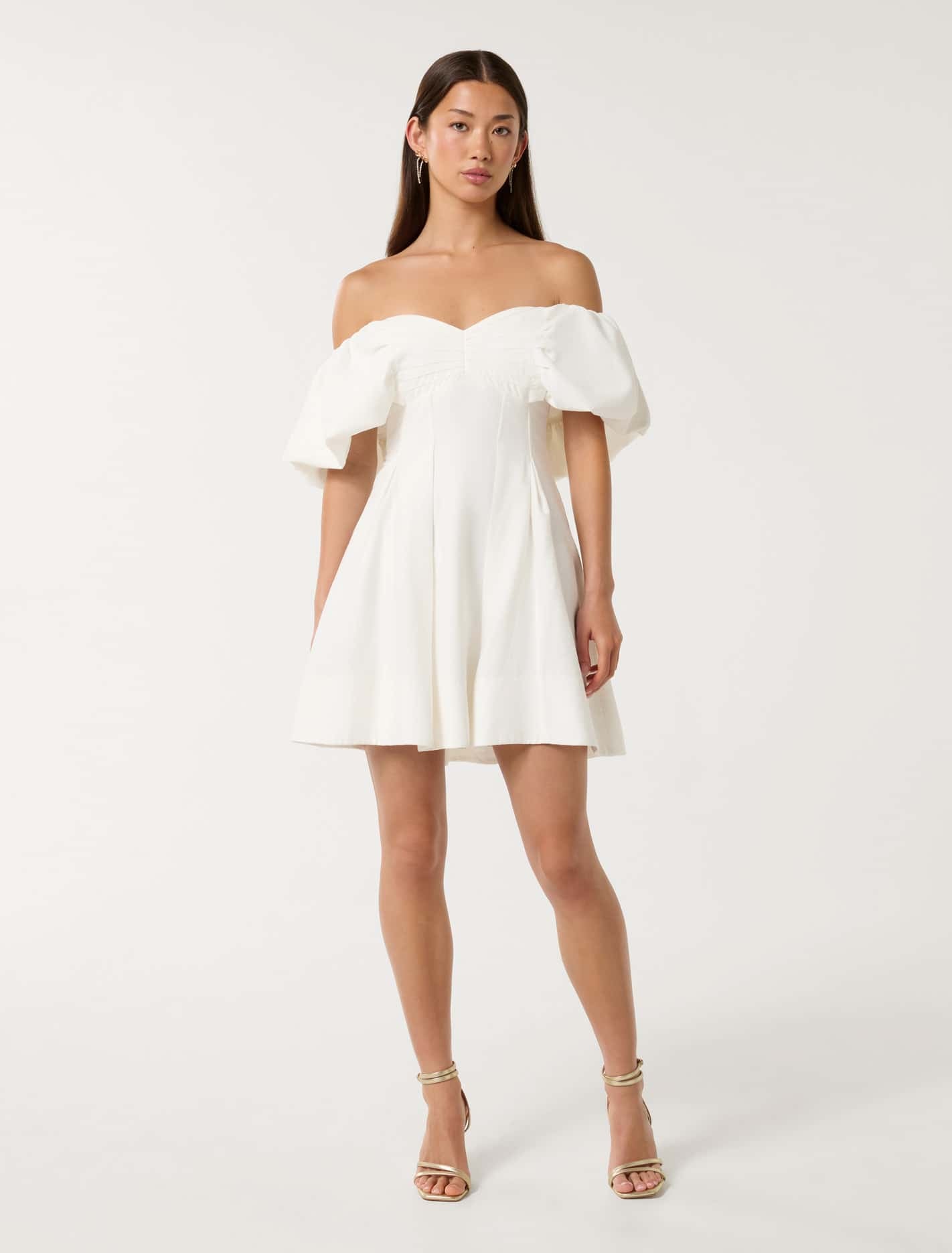 Aminah Off Shoulder Mini Dress Ivory