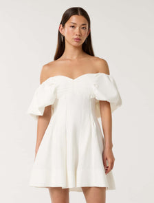 Aminah Off Shoulder Mini Dress Ivory