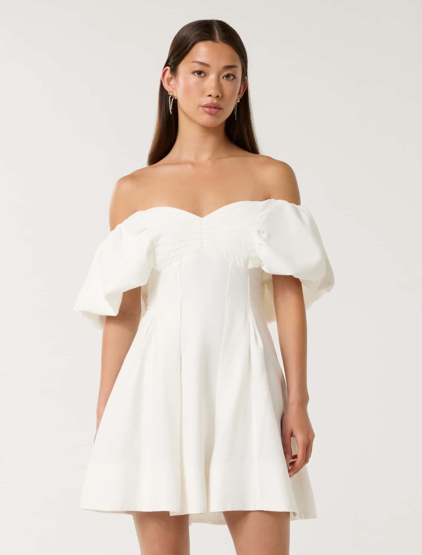 Aminah Off Shoulder Mini Dress Ivory
