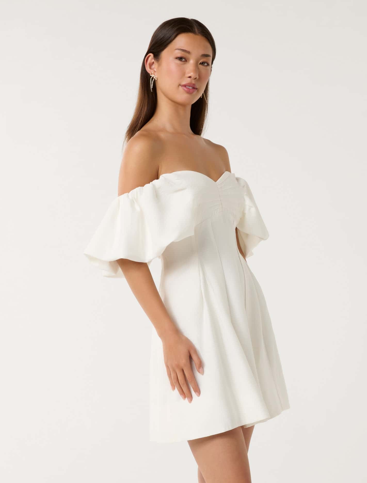 Aminah Off Shoulder Mini Dress Ivory