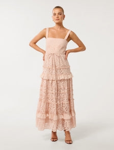 Aurelia Broderie Maxi Dress Vintage Rose