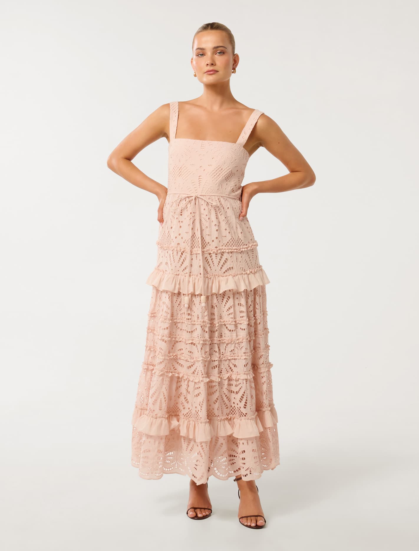 Aurelia Broderie Maxi Dress Vintage Rose