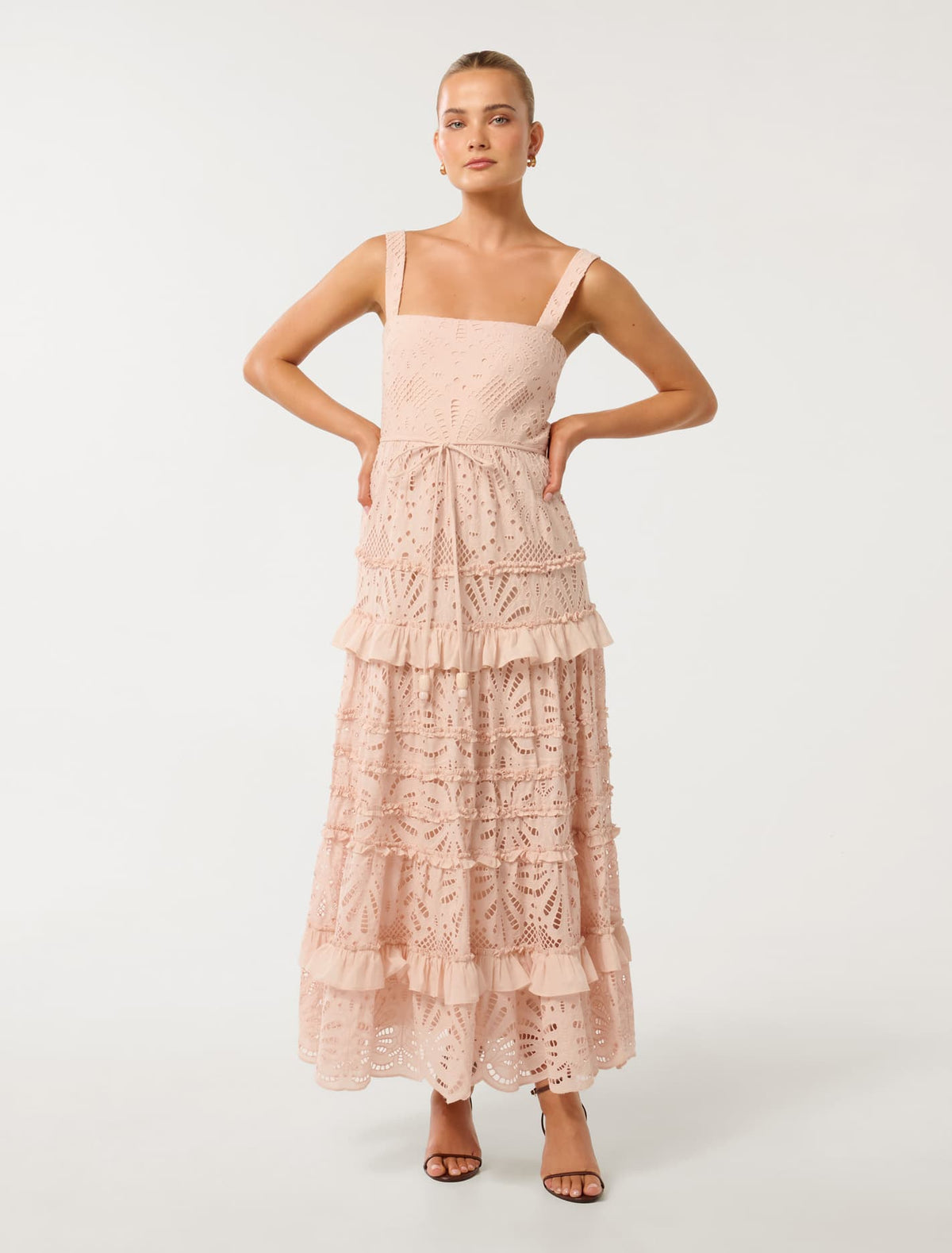 Aurelia Broderie Maxi Dress Vintage Rose