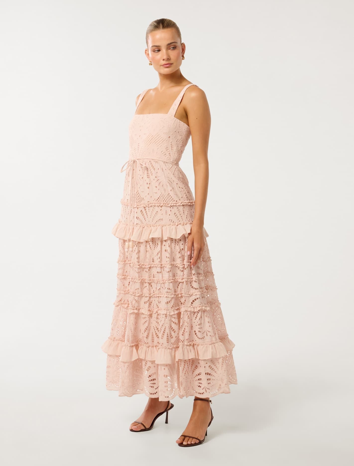 Aurelia Broderie Maxi Dress Vintage Rose